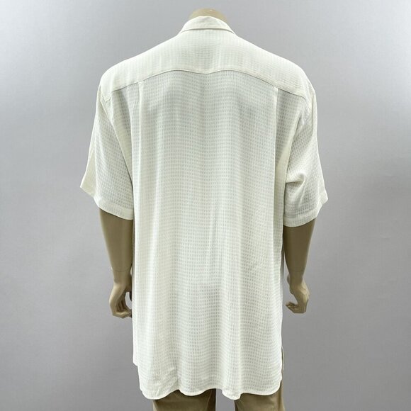 Moda Milano Boyds Mens Tall Ivory Short Sleeve Button-Up Shirt White XL Tall* - Picture 6 of 11